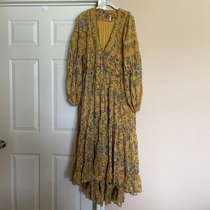 Free People Cassis Printed Chiffon Dress